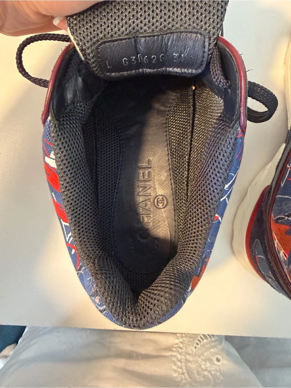 Chanel Navy & Red Logo Sneakers